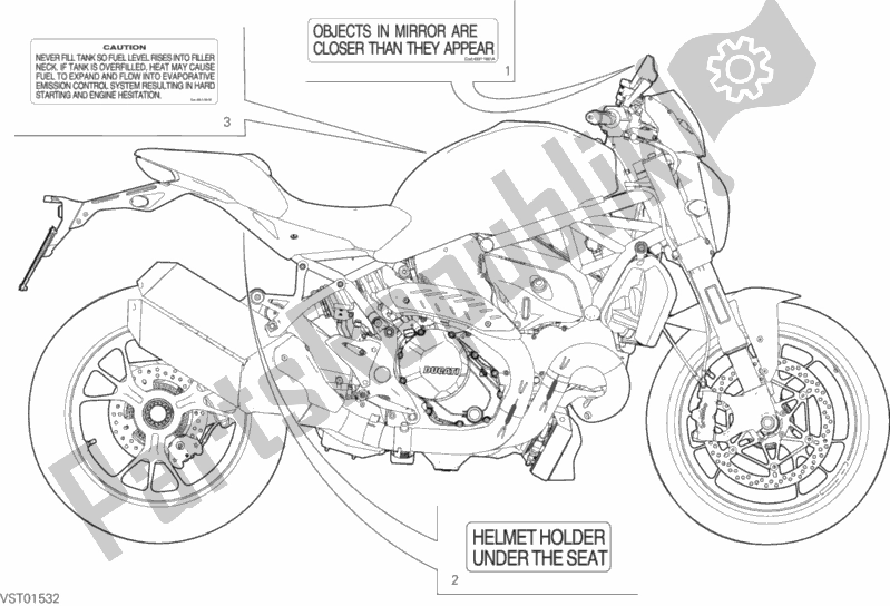 Wszystkie części do Posizionamento Targhette Ducati Monster 1200 R USA 2019